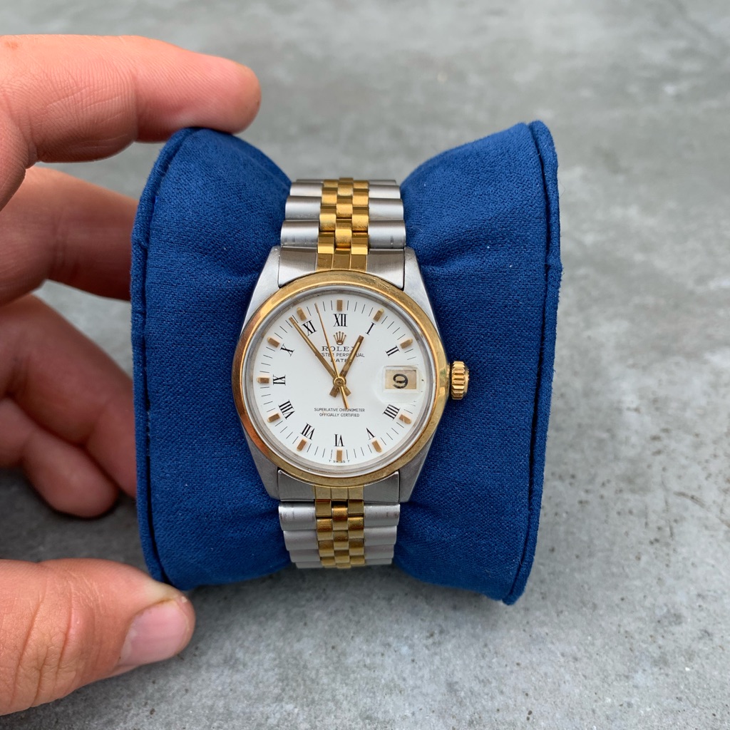 Rolex GoldStainless Steel Oyster Perpetual Date White Roman Dial 34mm